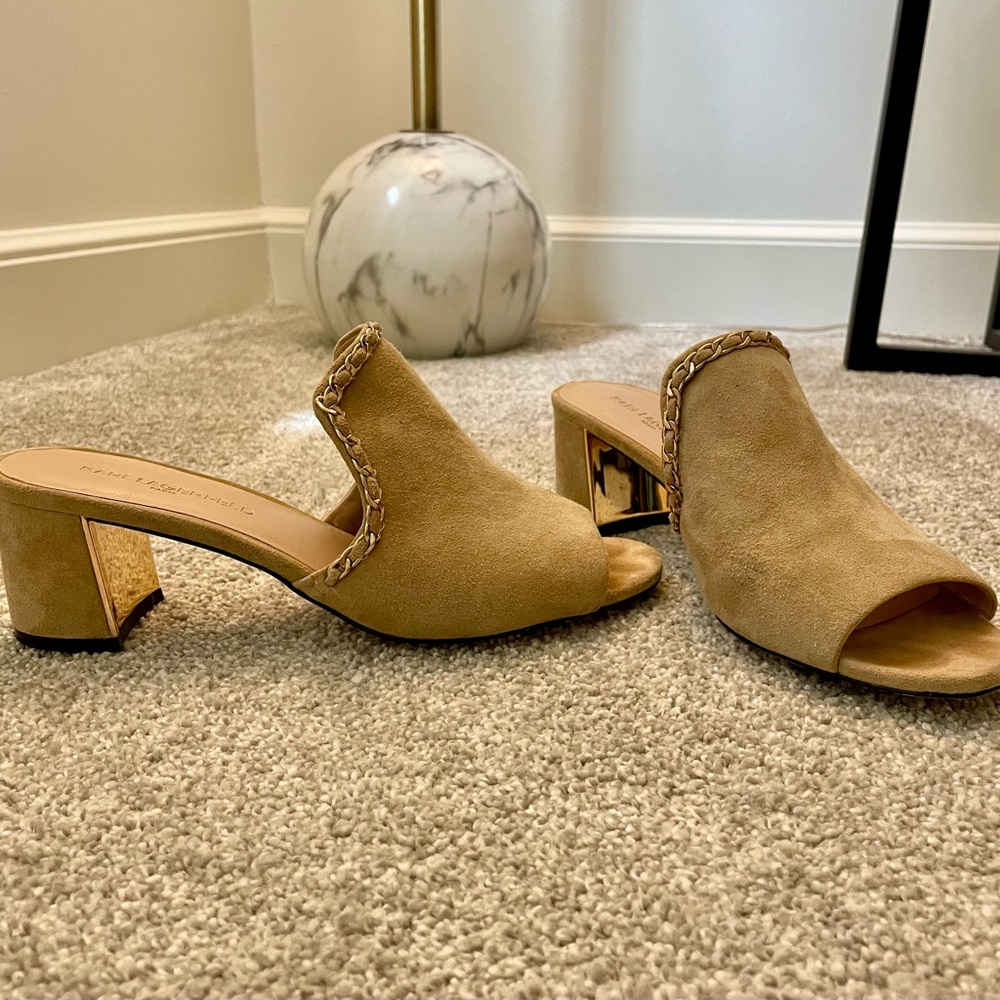 Karl Lagerfeld Paris Open-Toe Block Heel Mules
